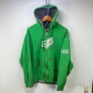 Vintage Fox Y2K Motorsport Racing Zip Up Hoodie L